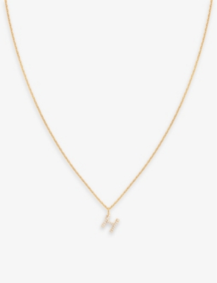 Astrid & Miyu Women's 18ct Gold 'h' Initial Cubic-zirconia Gold-plated Recycled Sterling-silver Neck In 18ct Gold