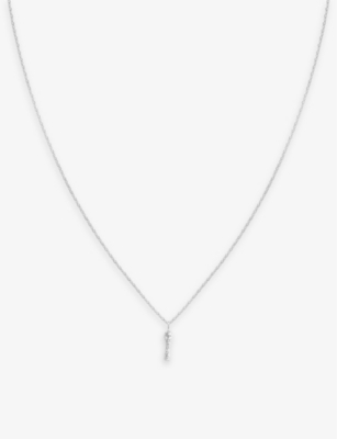 Shop Astrid & Miyu Women's Rhodium 'i' Initial Cubic-zirconia Rhodium-plated Recycled Sterling-silver Nec