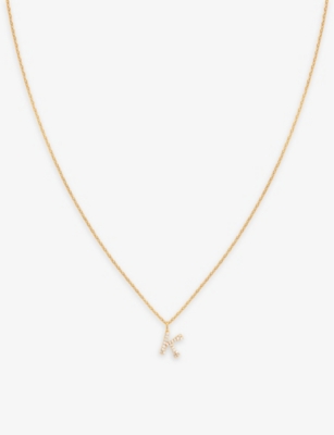 Astrid & Miyu Letter K 18ct Yellow Gold-plated Recycled Sterling-silver And Cubic Zirconia Pendant Necklace In 18ct Gold