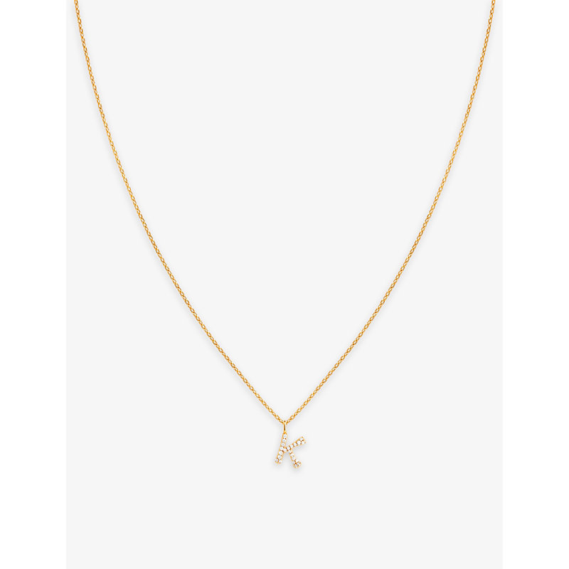 Shop Astrid & Miyu Women's 18ct Gold Letter K 18ct Yellow Gold-plated Recycled Sterling-silver And Cubic