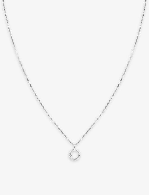 ASTRID & MIYU: Initial O rhodium-plated recycled sterling-silver and cubic zirconia pendant necklace