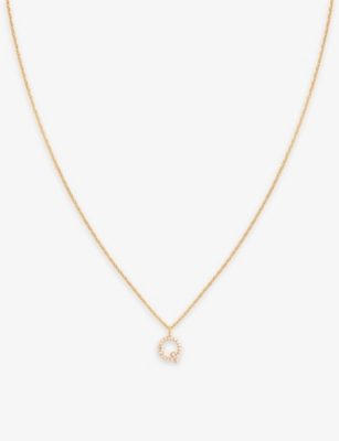 Shop Astrid & Miyu Women's 18ct Gold Initial Q 18ct Yellow Gold-plated Recycled Sterling-silver And Cubic