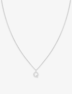 Shop Astrid & Miyu Women's Rhodium Initial Q Rhodium-plated Recycled Sterling-silver And Cubic Zirconia P