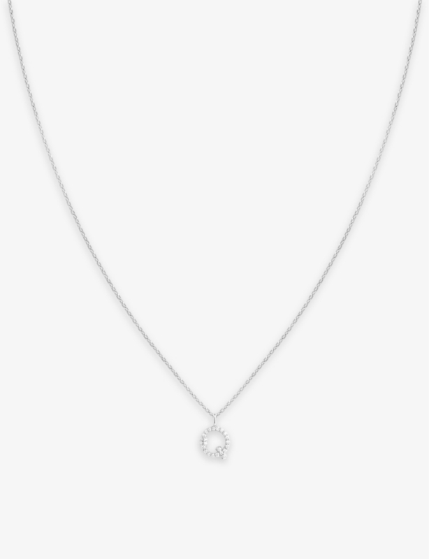 Initial Q rhodium-plated sterling-silver and cubic zirconia pendant necklace