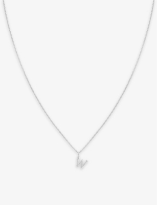 Shop Astrid & Miyu Women's Rhodium Initial W Rhodium-plated Recycled Sterling-silver And Cubic Zirconia P