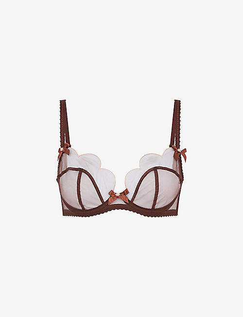 AGENT PROVOCATEUR: Lorna scalloped tulle underwired bra