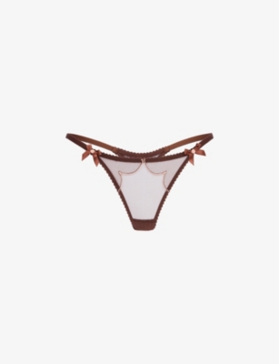 AGENT PROVOCATEUR: Lorna panelled lace and mesh thong