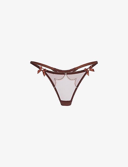 AGENT PROVOCATEUR: Lorna panelled lace and mesh thong