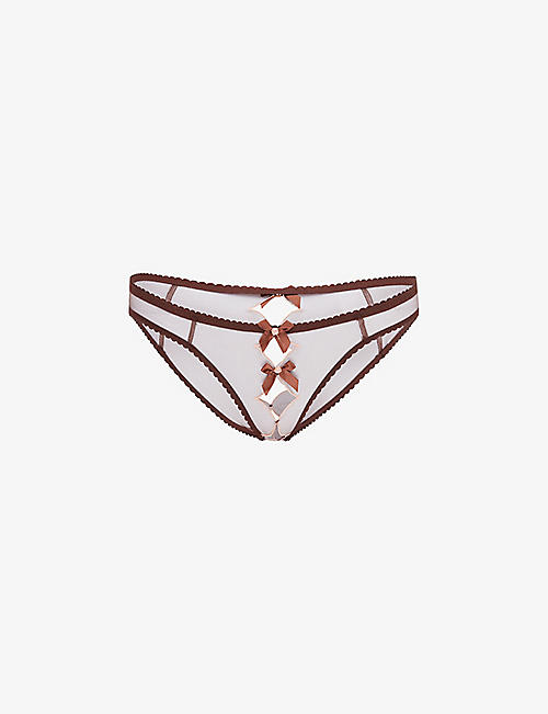 AGENT PROVOCATEUR: Lorna open-gusset lace and mesh briefs