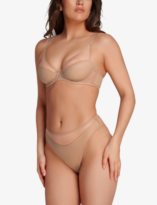 Lucky panelled stretch-tulle underwired bra