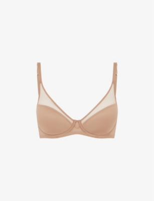 Shop Agent Provocateur Women's Champagne Lucky Panelled Stretch-tulle Underwired Bra