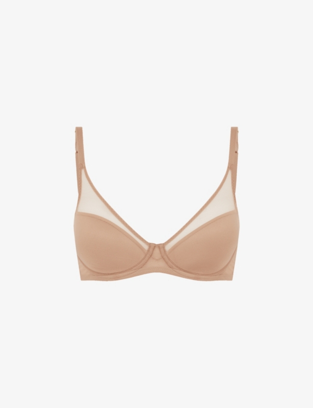 Lucky panelled stretch-tulle underwired bra