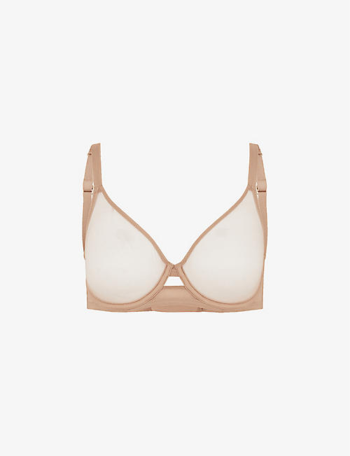 AGENT PROVOCATEUR: Lucky panelled stretch-tulle underwired bra