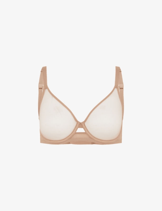 Lucky panelled stretch-tulle underwired bra