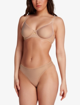 AGENT PROVOCATEUR: Lucky panelled stretch-tulle Brazilian thong