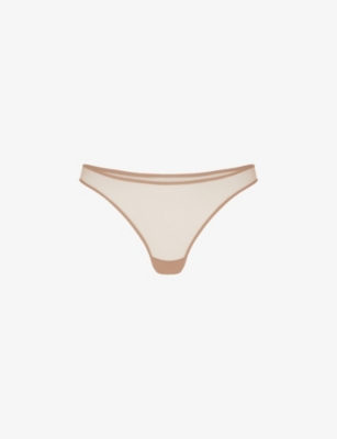 AGENT PROVOCATEUR: Lucky panelled stretch-tulle Brazilian thong