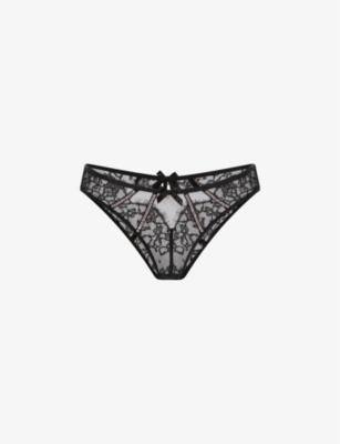 AGENT PROVOCATEUR: Caitriona crystal-embellished lace and tulle briefs