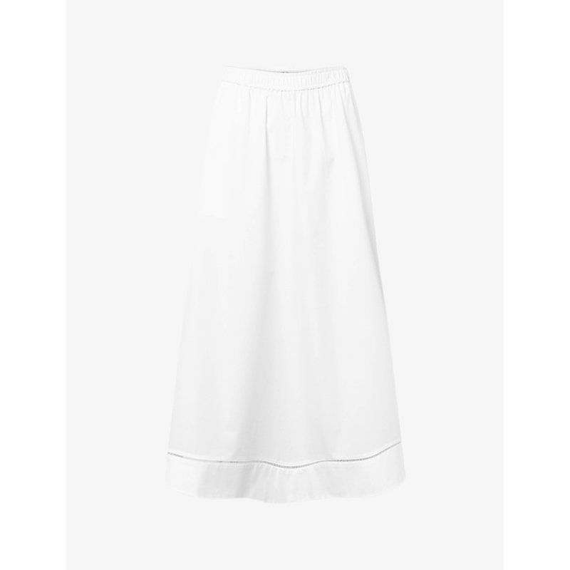 Lovechild Womens Egret Vera Elasticated-waist Side-slit Organic-cotton Poplin Maxi Skirt