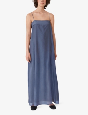 Shop Lovechild Womens Stone Wash Malia Cotton And Silk-blend Sheer Maxi Dress