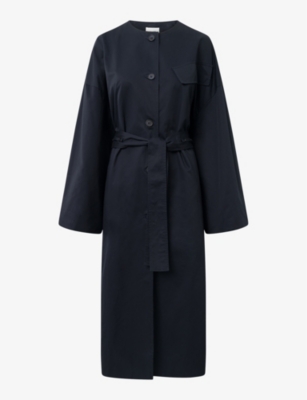 LOVECHILD: Veda oversized collarless belted cotton-twill coat