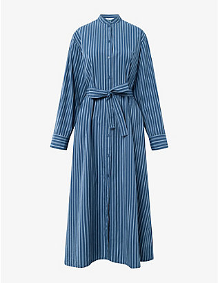 : Claude stripe midi cotton shirt dress