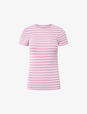 Shop Nue Notes Women's Pink Stripe Simon Short-sleeve Striped Cotton T-shirt