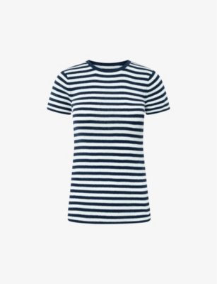 Shop Nue Notes Womens Vy Stripe Simon Short-sleeve Striped Cotton T-shirt In Navy Stripe