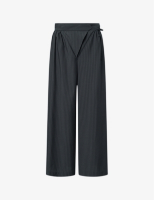 Shop Nue Notes Women's Black Caramel Stripe Baltharzar Tailored Mid-rise Stretch-woven Trousers