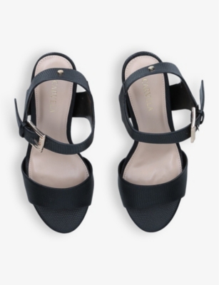 Shop Carvela Women's Black Sadie 2 Textured Heeled Faux-leather Sandals