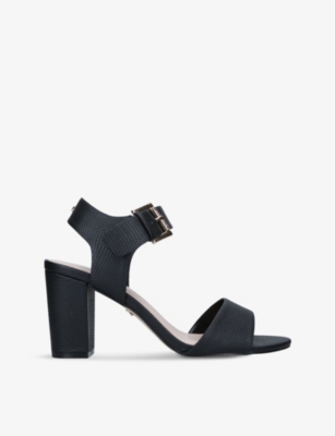 Shop Carvela Women's Black Sadie 2 Textured Heeled Faux-leather Sandals