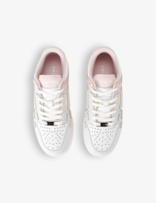 Shop Amiri Kids' Skel Top Two-tone Leather Low-top Trainers Pale Pin In Pale Pink