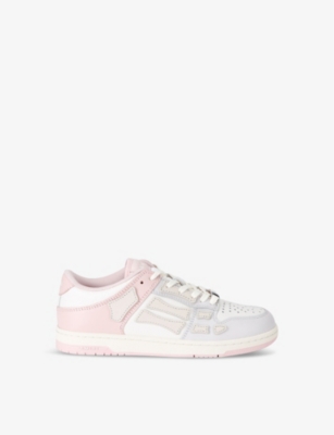 Shop Amiri Kids' Skel Top Two-tone Leather Low-top Trainers Pale Pin In Pale Pink