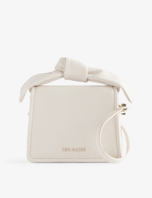 Shop Ted Baker Women's Ivory Nialinn Knot-detail Leather Cross-body Bag