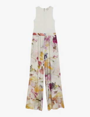 TED BAKER: Tirsso floral-print sleeveless stretch-woven jumpsuit