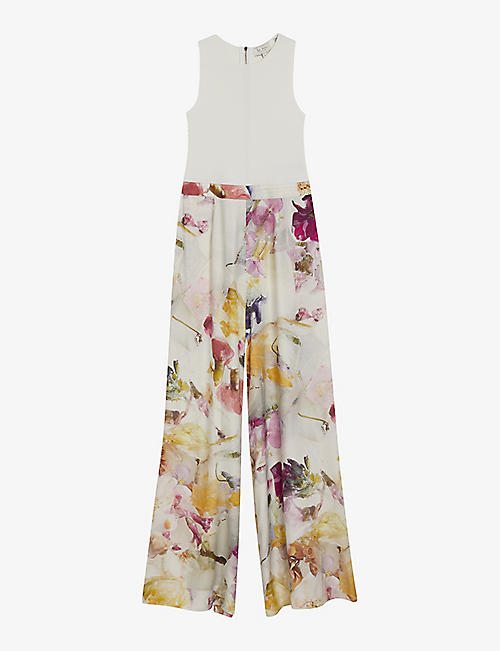 TED BAKER: Tirsso floral-print sleeveless stretch-woven jumpsuit