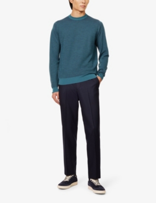 JOHN SMEDLEY: Round-neck textured merino-wool knit jumper