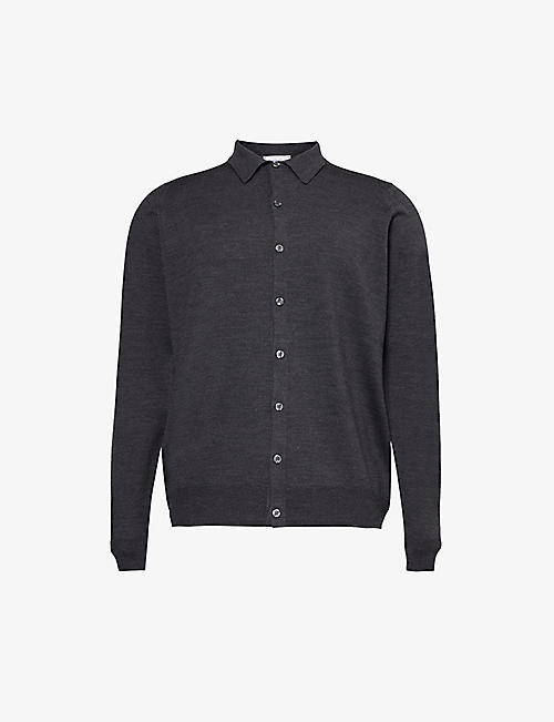 JOHN SMEDLEY: Tibor button-down cotton knitted shirt