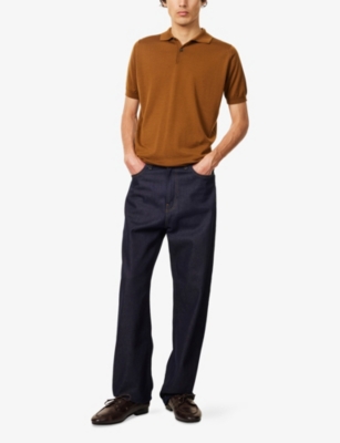 JOHN SMEDLEY: Payton short-sleeved wool-knit polo shirt