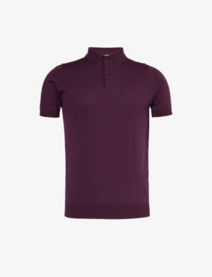 Shop John Smedley Men's Fig Payton Short-sleeved Wool-knit Polo Shirt