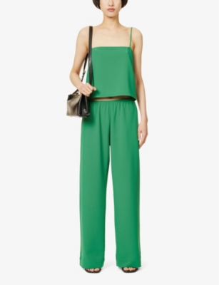 Shop Leset Women's Grass Arielle Elasticated-waistband Mid-rise Wide-leg Woven Trousers