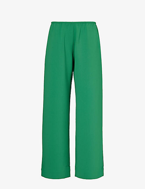 LESET: Arielle elasticated-waistband mid-rise wide-leg woven trousers