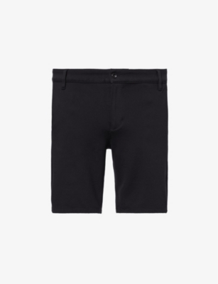 Shop 7 For All Mankind Travel Double-knit Mid-rise Stretch-woven Shorts In Black
