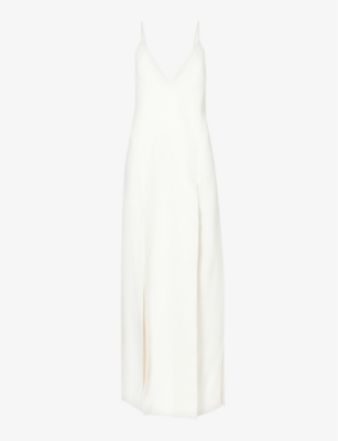 Shop Khaite Women's White Nonya V-neck Woven Maxi Dress