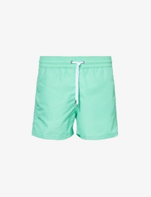 Shop Frescobol Carioca Men's Club Green Abstract-print Recycled-polyester Swim Shorts