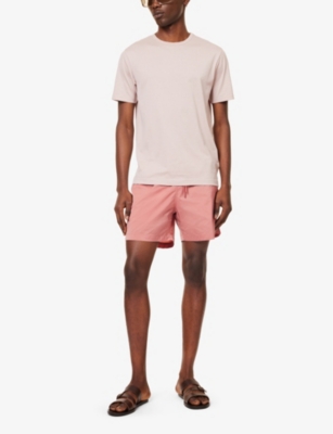 Shop Frescobol Carioca Mens Dusty Coral Elasticated-waist Recycled-polyester Swim Shorts