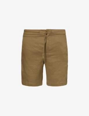 Shop Frescobol Carioca Men's Spinach Felipe Elasticated-waist Linen And Cotton-blend Shorts