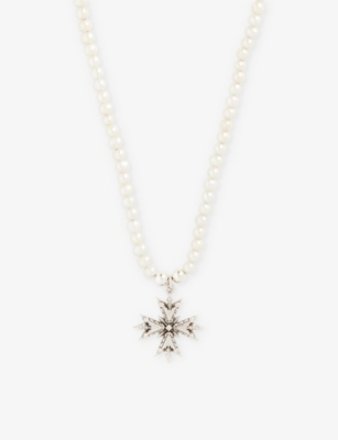 EMANUELE BICOCCHI: Crest sterling silver and freshwater pearls pendant necklace