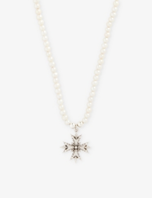 EMANUELE BICOCCHI - Crest sterling silver and freshwater pearls pendant necklace | Selfridges.com