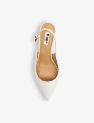 Shop Dune Women's White-leather Celini Kitten-heel Leather Slingbacks