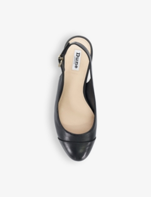 Dune Womens Black-leather Casing Sling-back Heeled Leather Ballet Flats In Black-leather